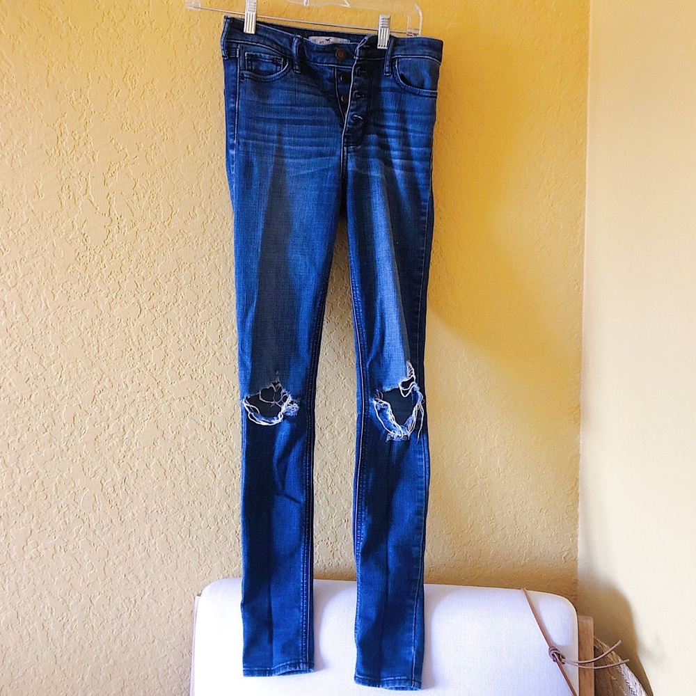 Hollister Ripped Dark Wash Skinny Jeans
